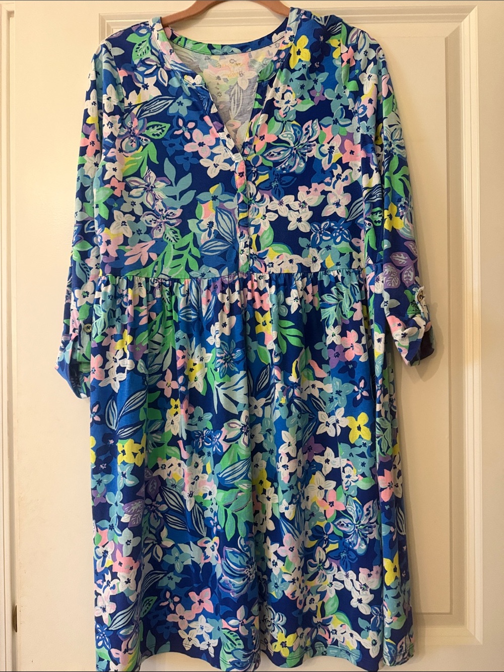 Lilly Pulitzer Blue Floral Babydoll Dress NWT